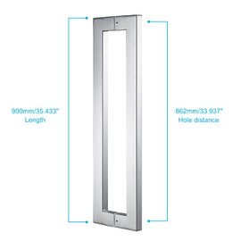TOGU TG-6013 36 inches Solid Standoffs Heavy-Duty Commercial Grade-304 Stainless Steel Push Pull Door Handle/Barn Door Pull Handle/Glass Pulls, Mirror Polished Chrome Finish