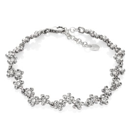 LILLY MARIE Ladies 925 Silver Crystal Flower Bracelet Adjustable Length Gift Box Bridal Jewellery, Sterling Silver, Crystal