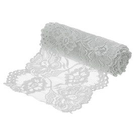 MECCANIXITY 6.3 Inch Wide 5 Yard Lace Ribbon Floral Pattern Grey Lace Trim Ribbon Spandex and Nylon Lace Trim for Sewing Making, DIY Crafts,Gift Wrapping, Wedding Decor