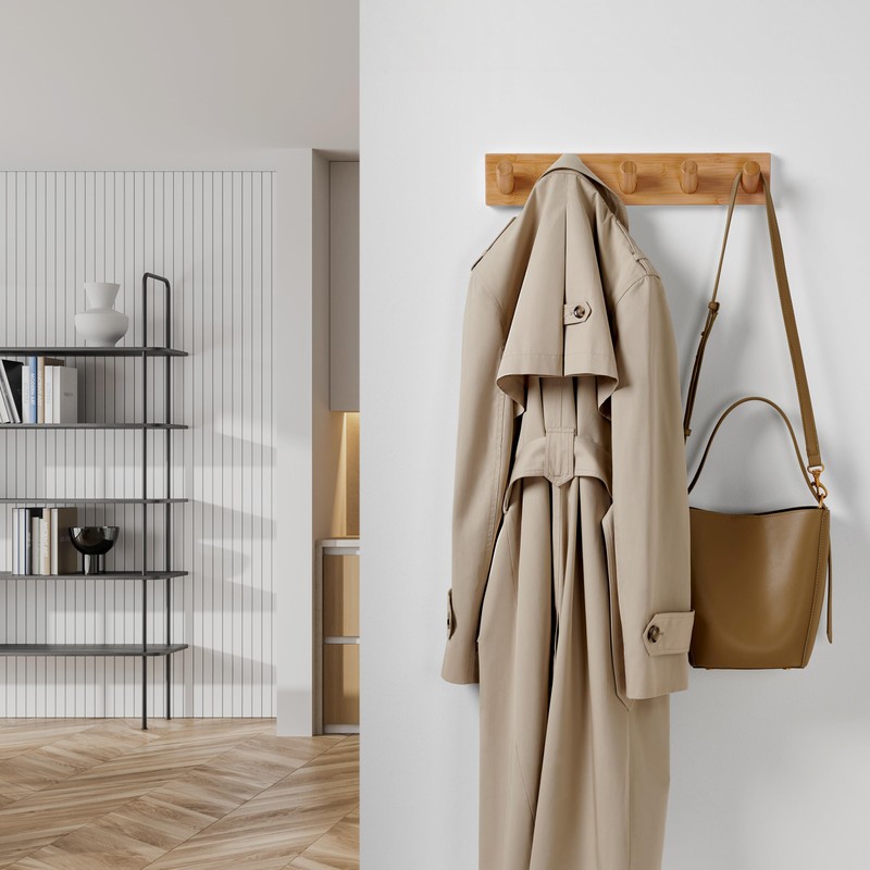 LARHN Wall Mounted Coat Rack, Wooden Wall Coat Rack with