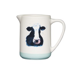 KitchenCraft AFJUG500 Apple Farm Hand-Finished Ceramic 'Cora Cow' Milk Jug, 500 ml (17.5 fl oz) - Cream / Green 8.5 x 13.5 x 11.8 cm