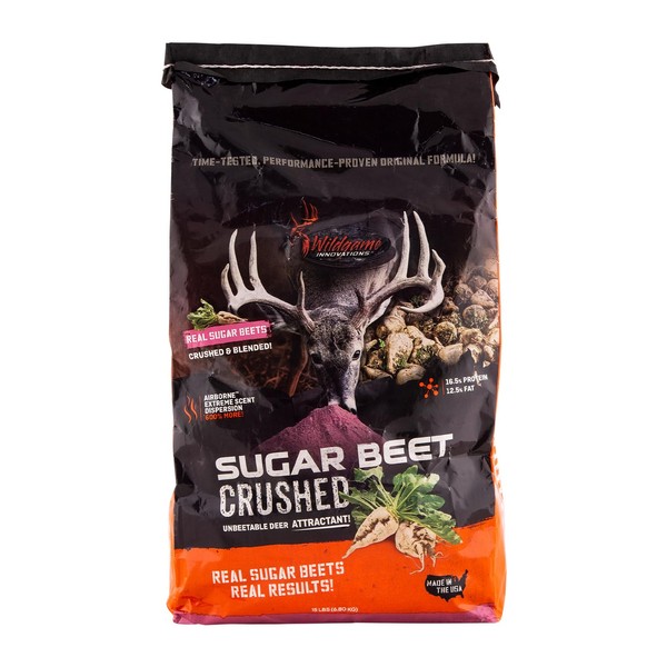 Wildgame Innovations Sugar Beet Crushed Premium Deer Attractant Feed for Hunting Lure Bait, Nutrient-Rich with Airborne Technology, 15 Pound Bag