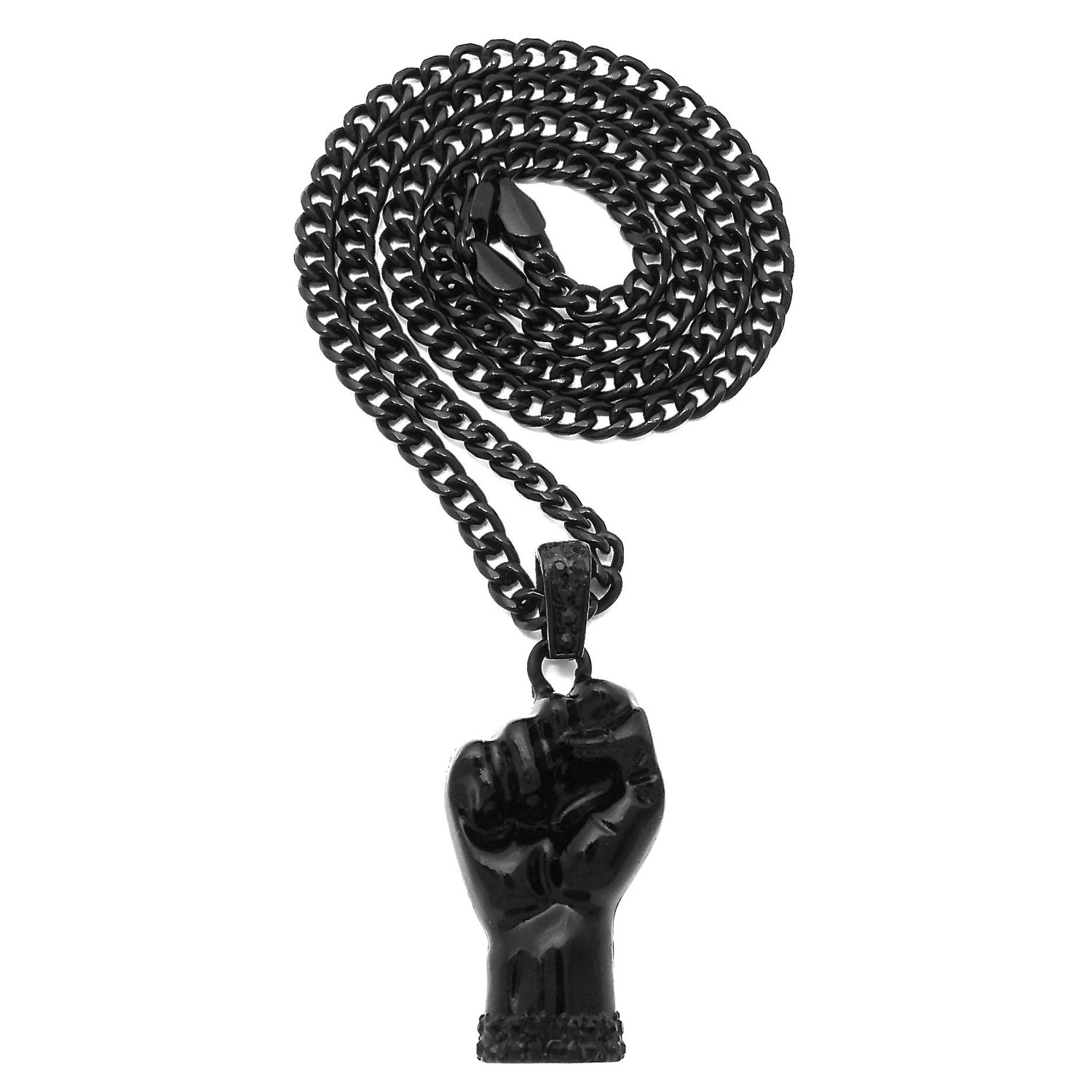GWOOD Power Fist All Natural Wood or Metal Pendant Necklace (BLACK ...