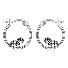 CRMAD Zebras Earrings for Women Sterling Silver Hoop Earrings Animal Jewelry Gift(zebras)