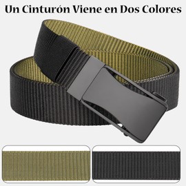 Cinturones Hombre, Cinturones de Golf, Cinturón de Trinquete de Nylon, Diseño Clásico y de Moda para el Trabajo Casual de Negocios Cinturon Vaqueros Hombre, Fácil de Ajustar (Negro & Marrón)
