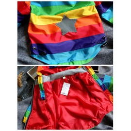 FABRST Toddler Boys Girls Windbreak Kids Fashion Rainbow Hooded Sun Jacket Baby Casual Outwear Fall Winter School Outfits（Rainbow,18M）