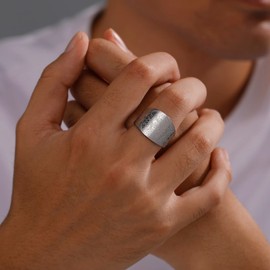 TEAMER Stainless Steel Enochian Magic Angel Ring Pentagram Ring Tree of Life Ring Wiccan Magical Religions Amulet Jewelry For Men Women (Silver - Enochian, 8)