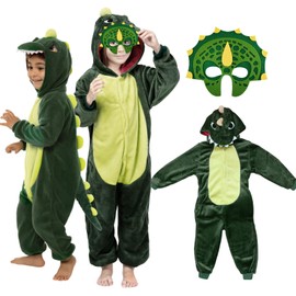 BITOWO Dinosaurier Kostüm Kinder 104 110 116 Faschings Kostüm Dino Kinder Jungen Mädchen 4-5 Jahre Dino Kostüm Kinder Dinosaurier Dino Onesie Jumpsuit Baby Kind Tier Drachen Kostüm Kinder für Karneval