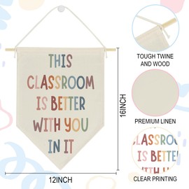 Wzotiy Boho Classroom Decorations Back To School Welcome Classroom Decor This Classroom Is Better With You In It Canvas Hanging Banner Wall Sign for Nursery Kids Room 16x14Inch Poster2203
