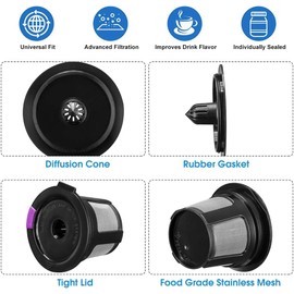 zalati Reusable K Cups 4pcs Coffee Filters Food Grade for Universal Compatible with Keurig 2.0 & 1.0 Brewers
