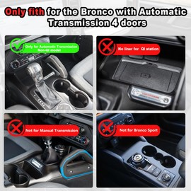 Auovo Anti Dust Cup Holder Insert Liners Compatible with Ford Bronco Accessories 2021 2022 2023 2024 Fit Door Center Console Interior Mats 13-pc Set (Automatic Transmission) (Gray Trim, 4 Doors)