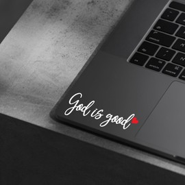 (3 Pcs) God is Good Mirror Sticker Inspirational Christian Vinyl Decal with Heart for Car Rear View Mirror Window Laptop Motorcycle Faith Quote Waterproof Sticker 4 Inches