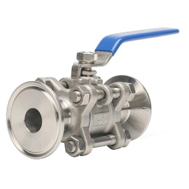 Two Way & Three Piece Ball Valve Fits 1.5" Tri-Clamp Clover,Sanitary Stainless Steel 304 for Home Brew,Brewing,PTFE Lined(1 Inch Tube OD Quick Clamp)