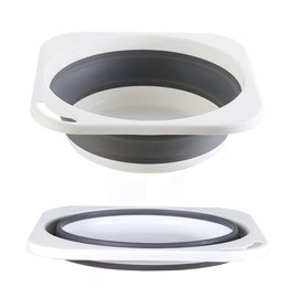 Lavabo plegable de plástico de 5 l (1.4 galones), bandeja de cocina, tina pequeña Floding, cubeta de lavado de plástico que ahorra espacio para recámara, camping, suministros de pesca, viajes y hogar (gris, 1 unidad)