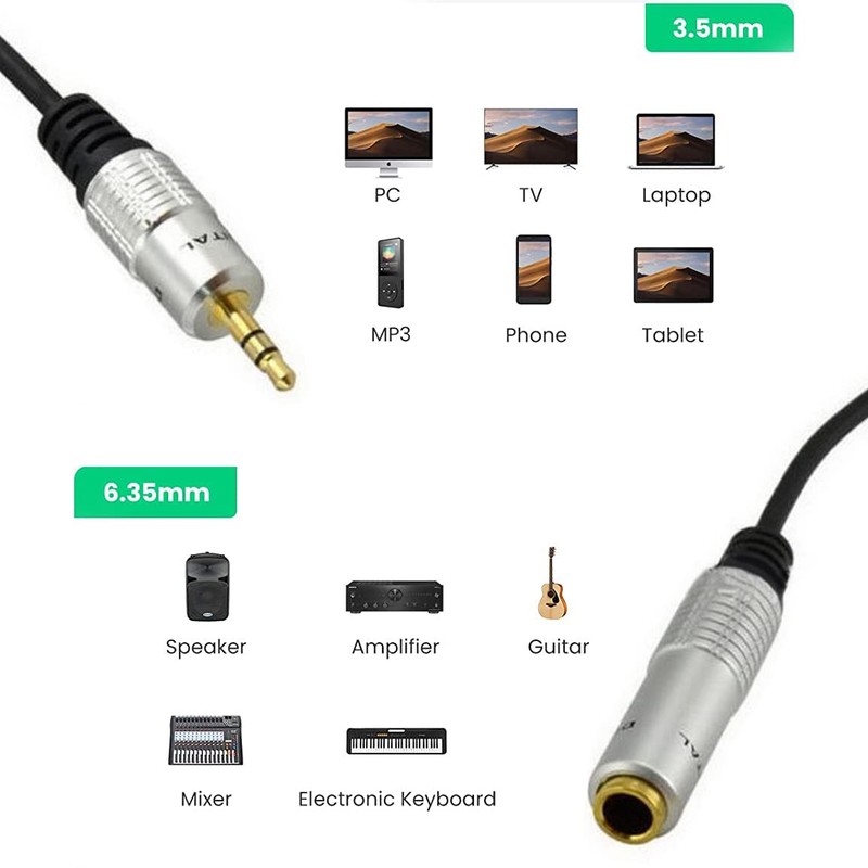 AKNPMHT Audio Converter Cable 6.35MM Mono Standard Plug Male to