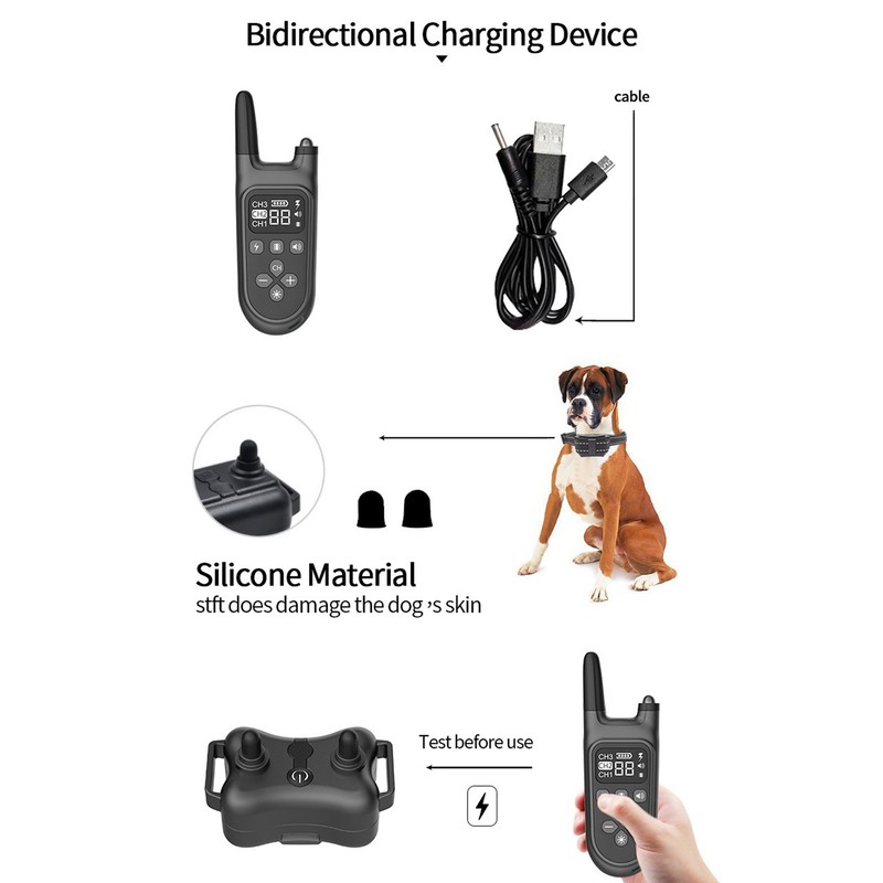 Dog Bark Collar Remote Control Rechargeable Smart IP7 Waterproof Pet