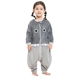 MICHLEY Polyester Long Sleeve Zipper Toddler Sleeping Bag, Big Gray Eyes Wearable Toddler Sleeping Sack With Feet for Boys Girls,5-6 Years,Size L