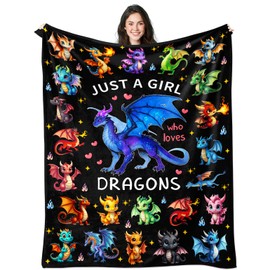Dragon Blanket Ultra Soft Flannel Dragon Throw Blanket Dragons Birthday Bedding Decor Gifts for Kids Girls Boys Adults 60" x 50"