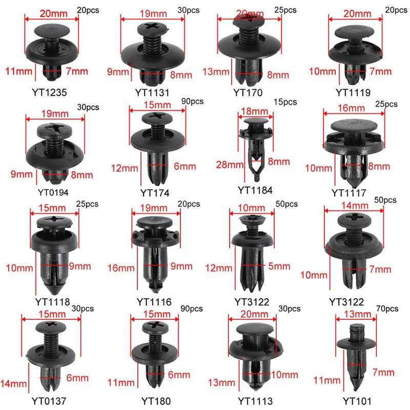 625pcs Car Trim Body Clips Kit Rivets Retainer Door Panel