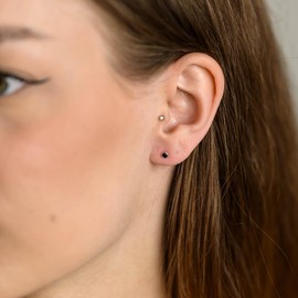 MATERIA by Matthias Wagner Small Cubic Zirconia Stud Earrings Silver 925 Round Black Rhodium Plated, Zirconia