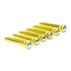Guyker Guitar Bridge Pins, 6 Pcs Brass Pins Endpin with Pink Diamond Pattern for 6 String Acoustic Folk Guitar Nail Pegs Fixed Cone Replacement Parts 1 Set (GX-005)