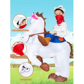 JYZCOS Inflatable Horse Rider Cowboy Costume Kid Blow Party Fancy Dress