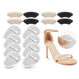 Riootlnm Metatarsal Pads, Ball of Foot Cushions, Heel Pads Inserts for Too Big Shoe, Reduce Foot Pain, No Slip Heel Grips Liners Pads for Loose Shoe, Blisters (8pairsclear)