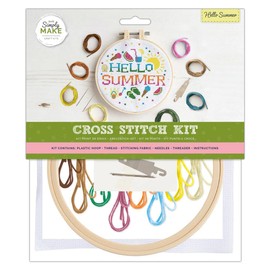 Simply Make Adults 'Hello Summer' Embroidery Craft Cross-Stitch Kit, Makes The Perfect Present For Any Creativity And Hobby Enthusiast, Ideal For Beginners First Starter Sets, Make Your Own DIY Crafts