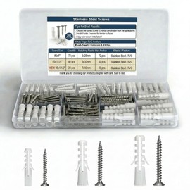 Drywall Anchors and Screws Assortment Kit 262PCS - Stainless Steel Screws & PVC Anchors for Drywall, Plaster, Sheetrock - Perfect for Picture Hanging, Wall Mounting, Home Repairs