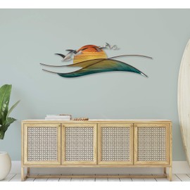 T.I. Design Peaceful Sunrise Contemporary Coastal Beach Metal Wall Decor