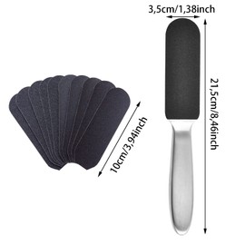 Wenxiaw Foot File for Hardened or Dry Skin Stainless Steel Callus Remover Double Sided and 22 Replacement Sandpaper, Nail Files Coarse and Fine Callus File Remover for Hand and Foot