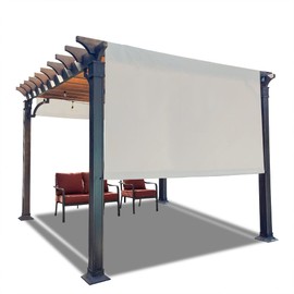 Alion Home Universal Waterproof Pergola Shade Cover – Pergola Replacement Canopy – Outdoor Adjustable Shade Cover with Heavy Duty Weighted Metal Rods (14' x 9', Beige)