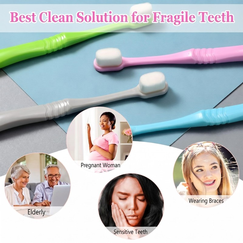 8 Pcs Micro Nano Manual Toothbrush Extra Soft with 20,000