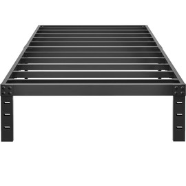 HOBINCHE 10 Inch Twin Size Bed Frame - No Box Spring Needed Heavy Duty Metal Platform Mattress Foundation with Steel Slats, Non-Slip Noise Free Easy Assembly Black Bedframes