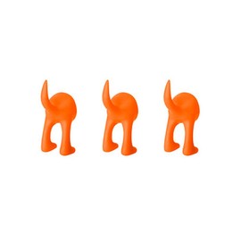Ikea Set of 3 Dog Tail Hooks Hat Coat Key Wall Mounted Hanger (Orange)