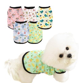 Ittokis 5 Pieces Dog Clothes for Small Dogs Soft Lightweight Polyester Puppy Vest with Printing for Pet Dogs Cats, Summer Dog T-Shirts Apparel Sleeveless Breathable Dog Tank Top