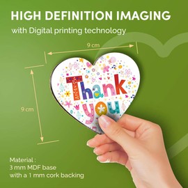 Destination Vinyl ltd Great Coasters (Set of 4) Heart - Thank You Cute Pretty Slowers Thanks Drink Glossy Coasters/Tabletop Protection for Any Table Type #46354