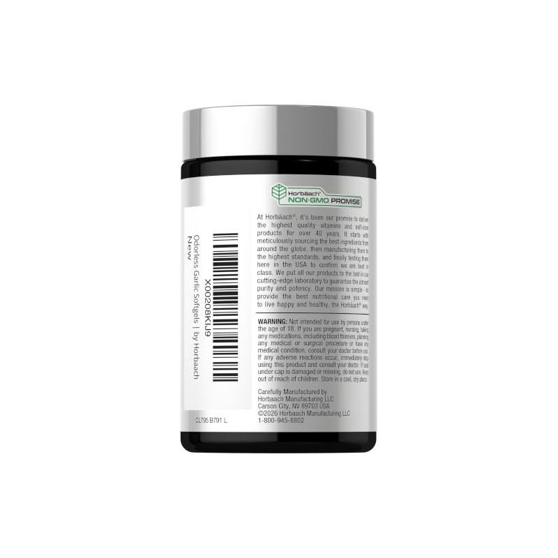 Horb Ach Odorless Garlic Softgels 200 Count Ultra Potent Extract