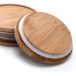 F C Fancy Creation 8 OZ Glass Food Storage Jar with Lid(set of 3),Airtight Canisters for Bathroom,Kitchen Container with Bamboo Cover for Serving Tea, Coffee, Spice and More