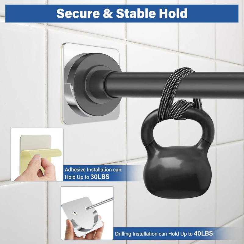 Metal Shower Rod Holders, Adhesive Shower Curtain Rod Holder for