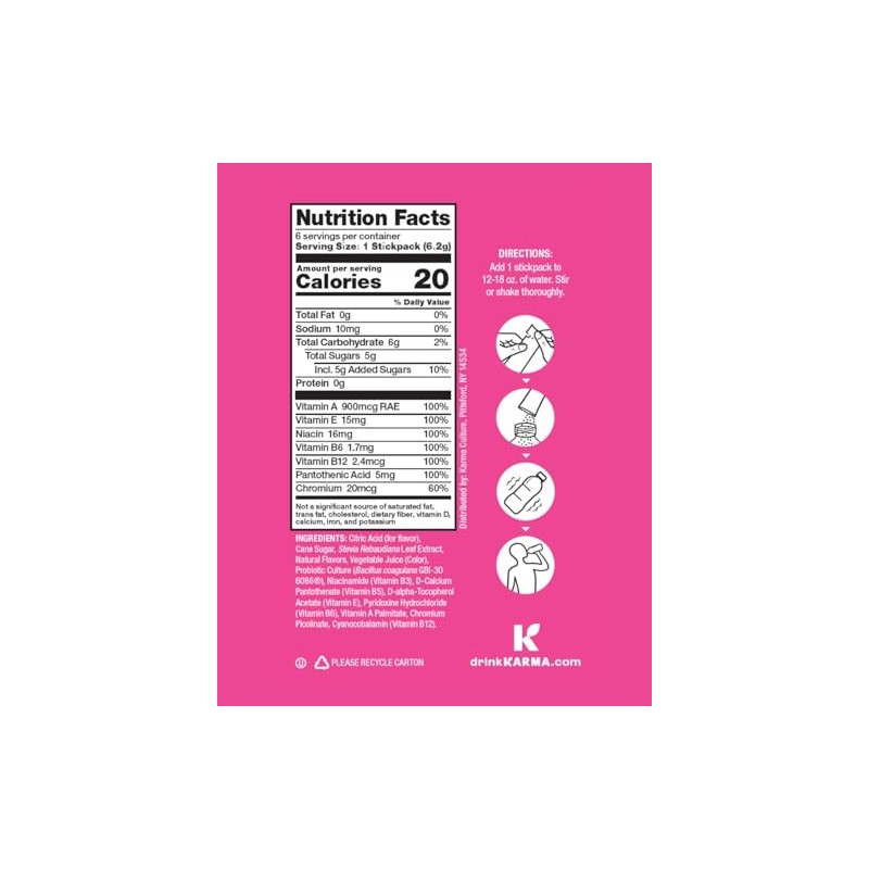 Karma Karma Probiotic Hydration Packet - 6 Pack, Strawberry Lemonade