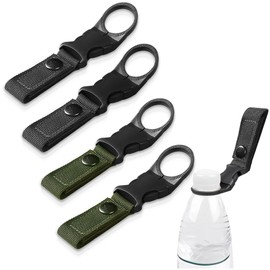 ZXZone 4PCS Bottle Buckle Clip Hanging Buckle Portable Water Bottle Ring Holder Keychain Mineral Water Bottle Clip for Backpack Belt Nylon Webbing Strap for Outdoor Tactical Camping Hiking