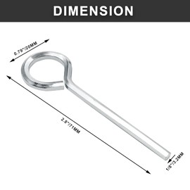 Rierdge 12Pcs 1/8" Hex Dogging Key Standard with Full Loop, Allen Wrench Door Key for Push Bar Panic Exit Devices Crash Bar Gym door solid Metal - Silver