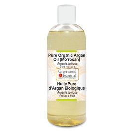 Greenwood Essential Pure Organic Argan Oil (Moroccan) (Argania spinosa) Natural Therapeutic Quality Cold Pressed 200 ml (6.76 oz)