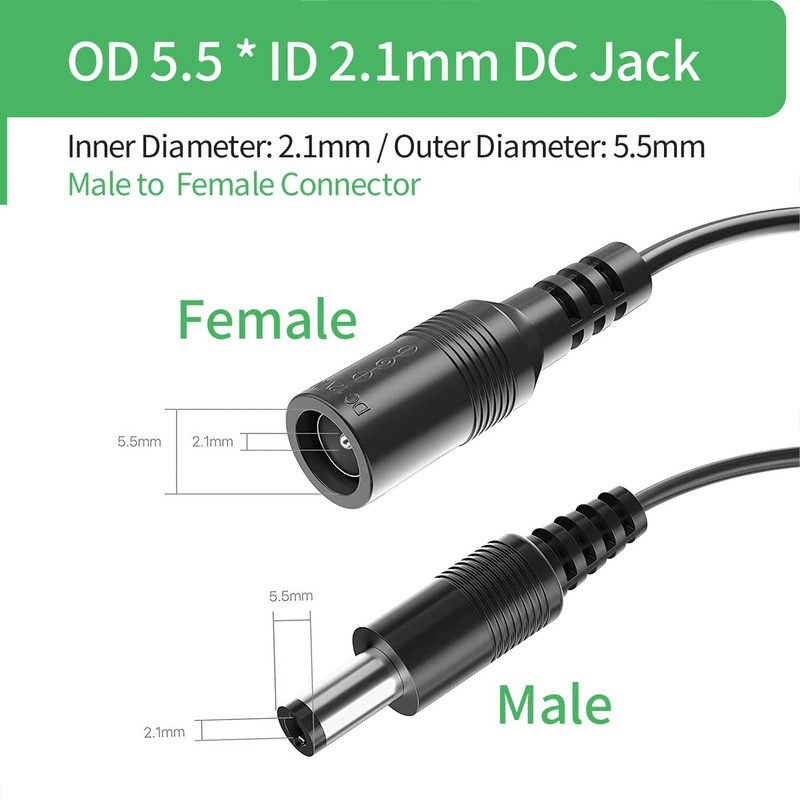 2Pack 1 to 4 Way DC Power Splitter Cable Barrel