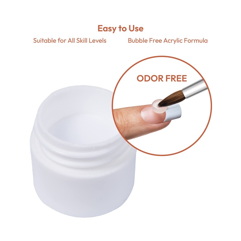 GoldFinger Odorless Acrylic Nails Kit, Professional Acrylic Liquid 0.5fl.oz. and