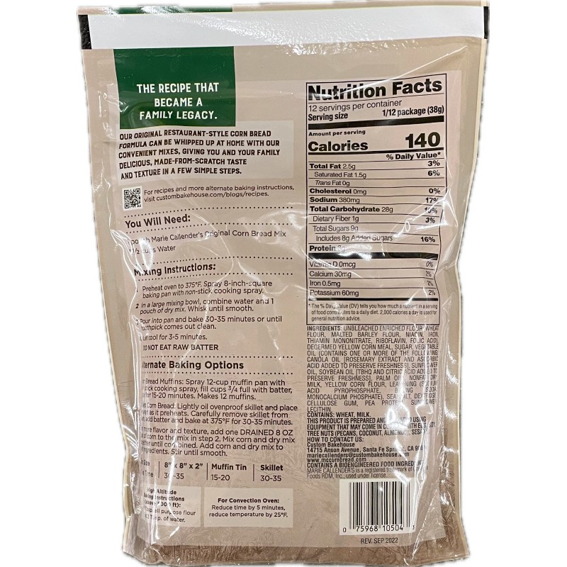 Marie Callender's 2 Pack - 16oz Marie Callender's Corn Bread