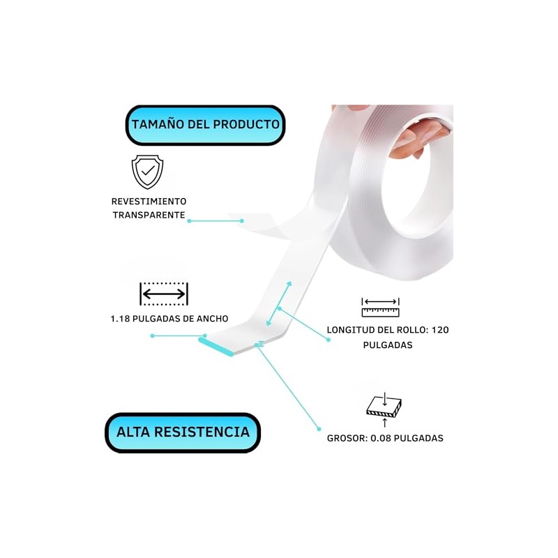 Cinta Adhesiva de Doble Cara Nano 10 ft