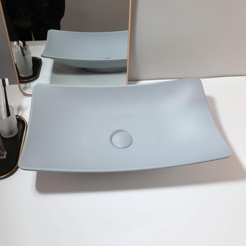 Focitland 22 Inch Stone Resin Bathroom Sink with Pop-Up Drain