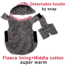 JoyDaog Fleece Dog Hoodie for Small Medium Dogs Super Warm Puppy Jacket for Cold Winter Dog Coats,Pink M